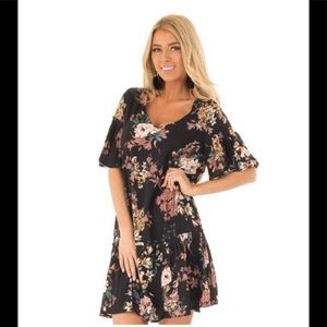 She + Sky Short Sleeve Baby Doll Dress in Floral Print